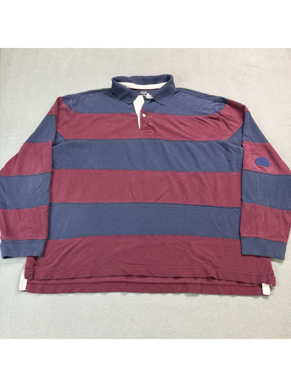 Falls Creeks Striped Rugby Style Polo Long Sleeve Shirt Size XL Blue Red